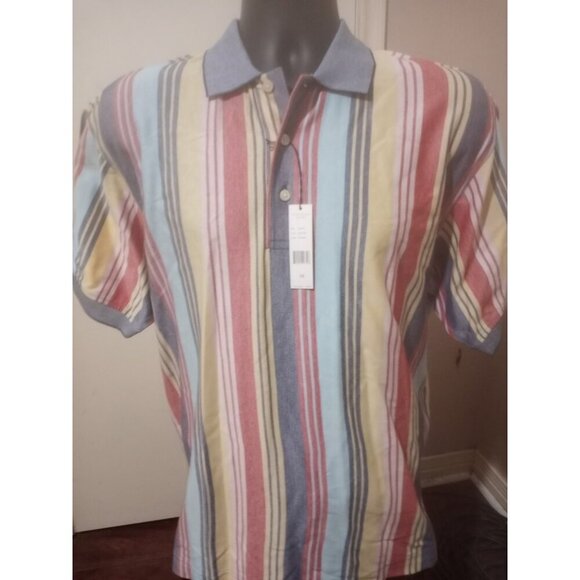 New Alexander Julian Mens Colorful Polo Shirt Medium M NWT Striped Multicolor - Picture 1 of 10